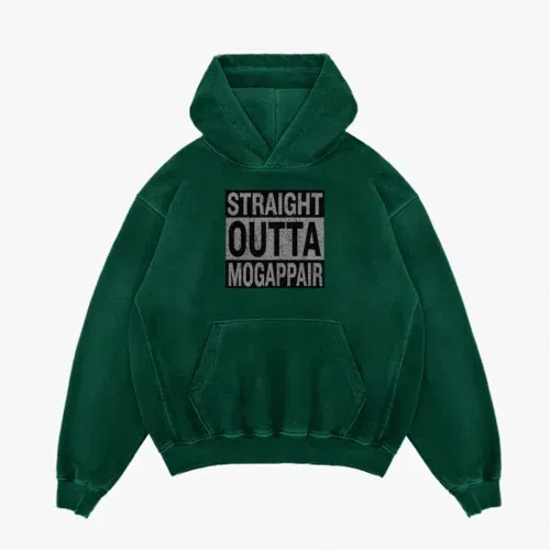 Straight outta mogappair men/unisex acid wash hoodie in bottle green color