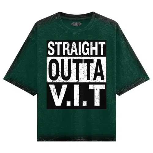 Straight outta vit men/unisex acid wash oversized t-shirt in bottle green color