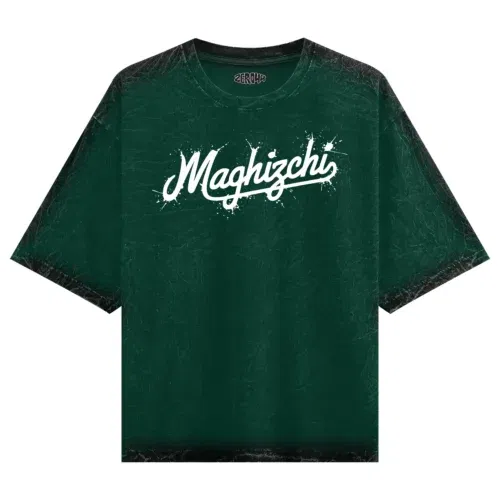 Maghizchi men/unisex acid wash oversized t-shirt in bottle green color