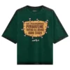 Nee Pudungurathu Puraavume Theva Illadha Aani Dhan Men/Unisex Acid Wash Oversized T-Shirt in Bottle Green Color