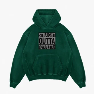 Straight Outta Royapettah Men/Unisex Acid Wash Hoodie in Bottle Green Color