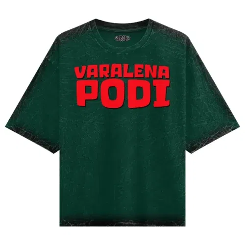 Varalena podi men/unisex acid wash oversized t-shirt in bottle green color
