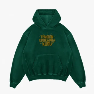 Tension Edukadha Kudu Men/Unisex Acid Wash Hoodie in Bottle Green Color