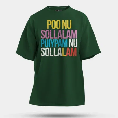 Poo nu sollalam men/unisex oversized t-shirt in bottle green color