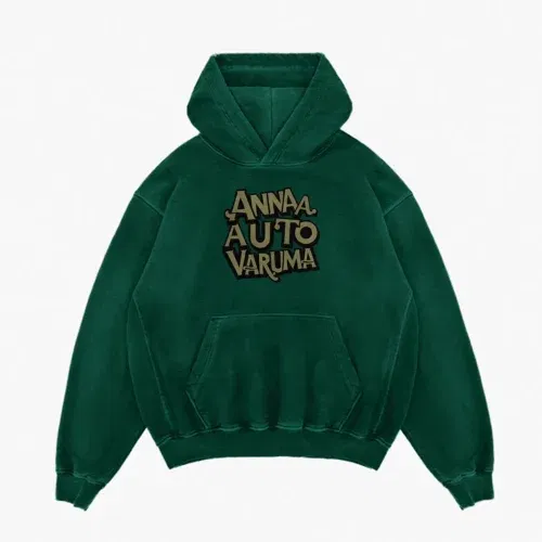 Anna auto varuma men/unisex acid wash hoodie in bottle green color