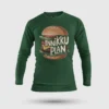 Innikki Plan - Burger Men/Unisex Long Sleeve T-Shirt in Bottle Green Color