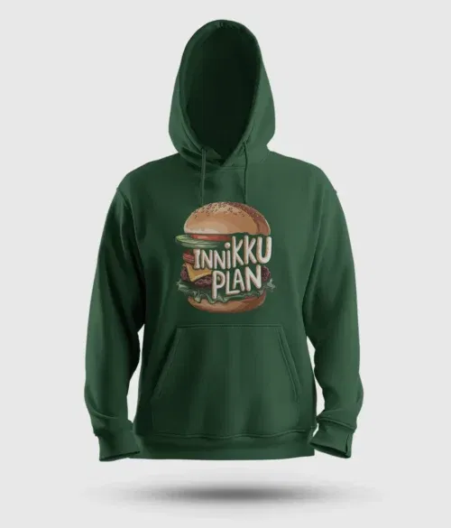 Innikki plan - burger men/unisex hoodie in bottle green color