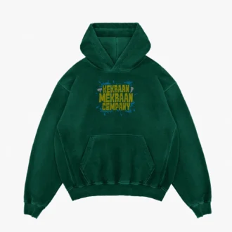 Kekraan Mekraan Company Men/Unisex Acid Wash Hoodie in Bottle Green Color