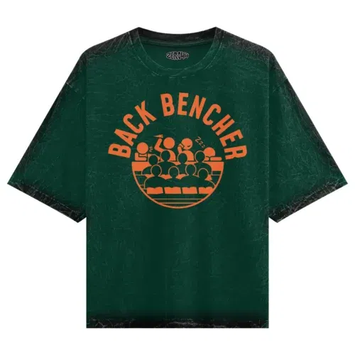 Back bencher men/unisex acid wash oversized t-shirt in bottle green color