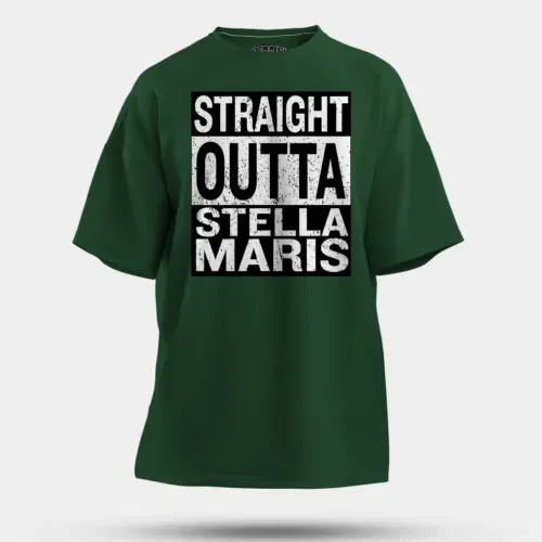 Straight outta stella maris men/unisex oversized t-shirt in bottle green color