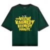 Ena Vechi Kaamedy Keemady Panaliye Men/Unisex Acid Wash Oversized T-Shirt in Bottle Green Color