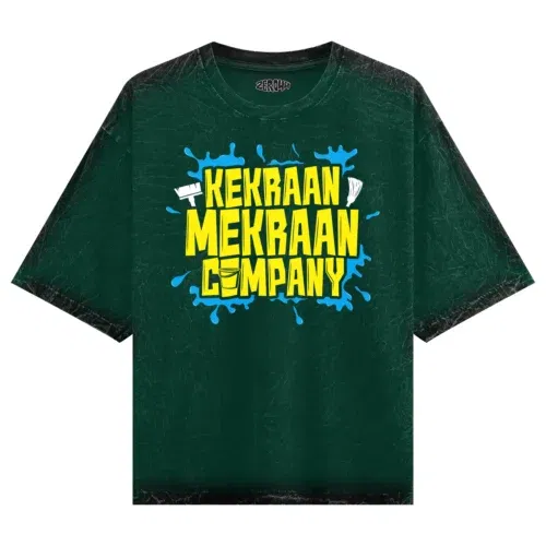 Kekraan mekraan company men/unisex acid wash oversized t-shirt in bottle green color