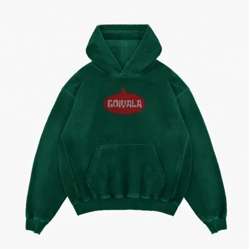 Goiyala men/unisex acid wash hoodie in bottle green color