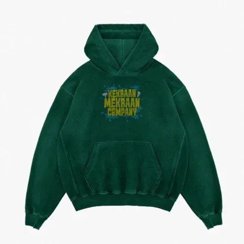 Kekraan mekraan company men/unisex acid wash hoodie in bottle green color
