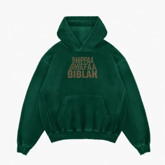 Bhippa Bhiffa Biblak Men/Unisex Acid Wash Hoodie in Bottle Green Color