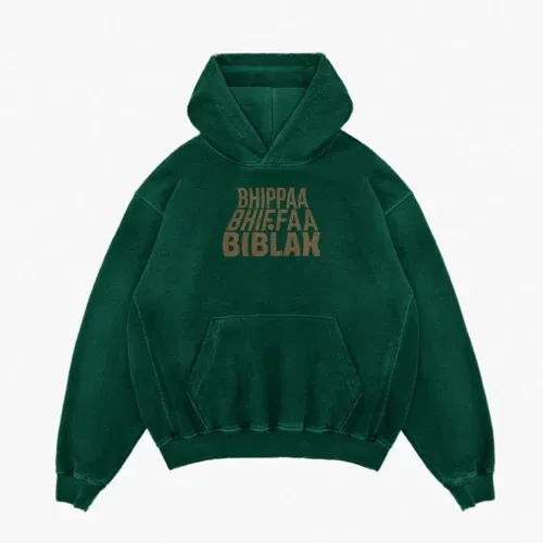 Bhippa bhiffa biblak men/unisex acid wash hoodie in bottle green color