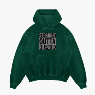 Straight Outta Kilpauk Men/Unisex Acid Wash Hoodie in Bottle Green Color