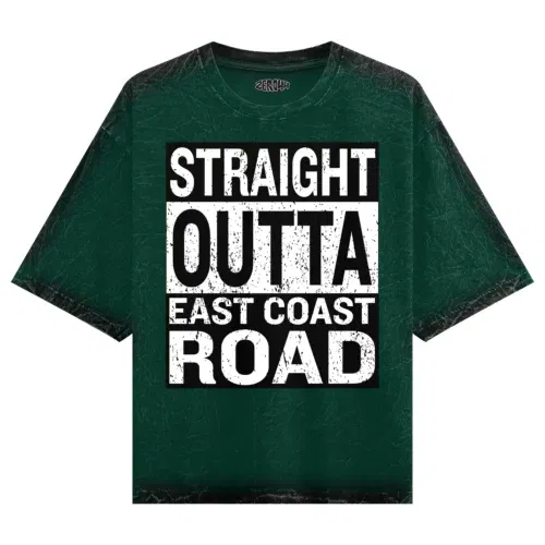 Straight outta ecr men/unisex acid wash oversized t-shirt in bottle green color