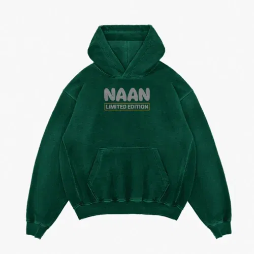 Naan limited edition men/unisex acid wash hoodie in bottle green color