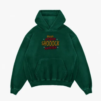 Naan Apudiye Shoooock Aayitten Men/Unisex Acid Wash Hoodie in Bottle Green Color