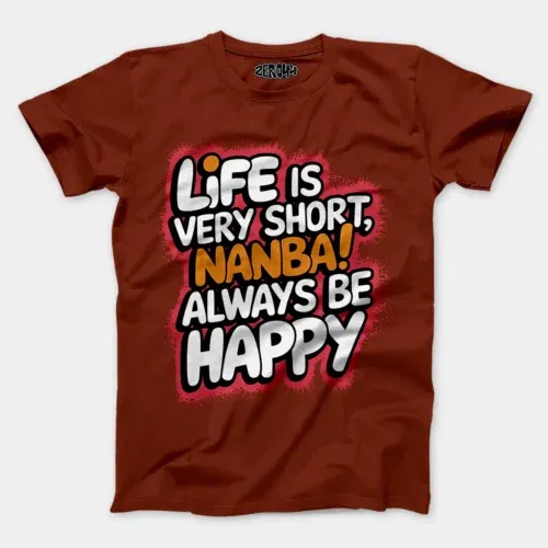 Life is very short nanba men/unisex t-shirt in brick red color