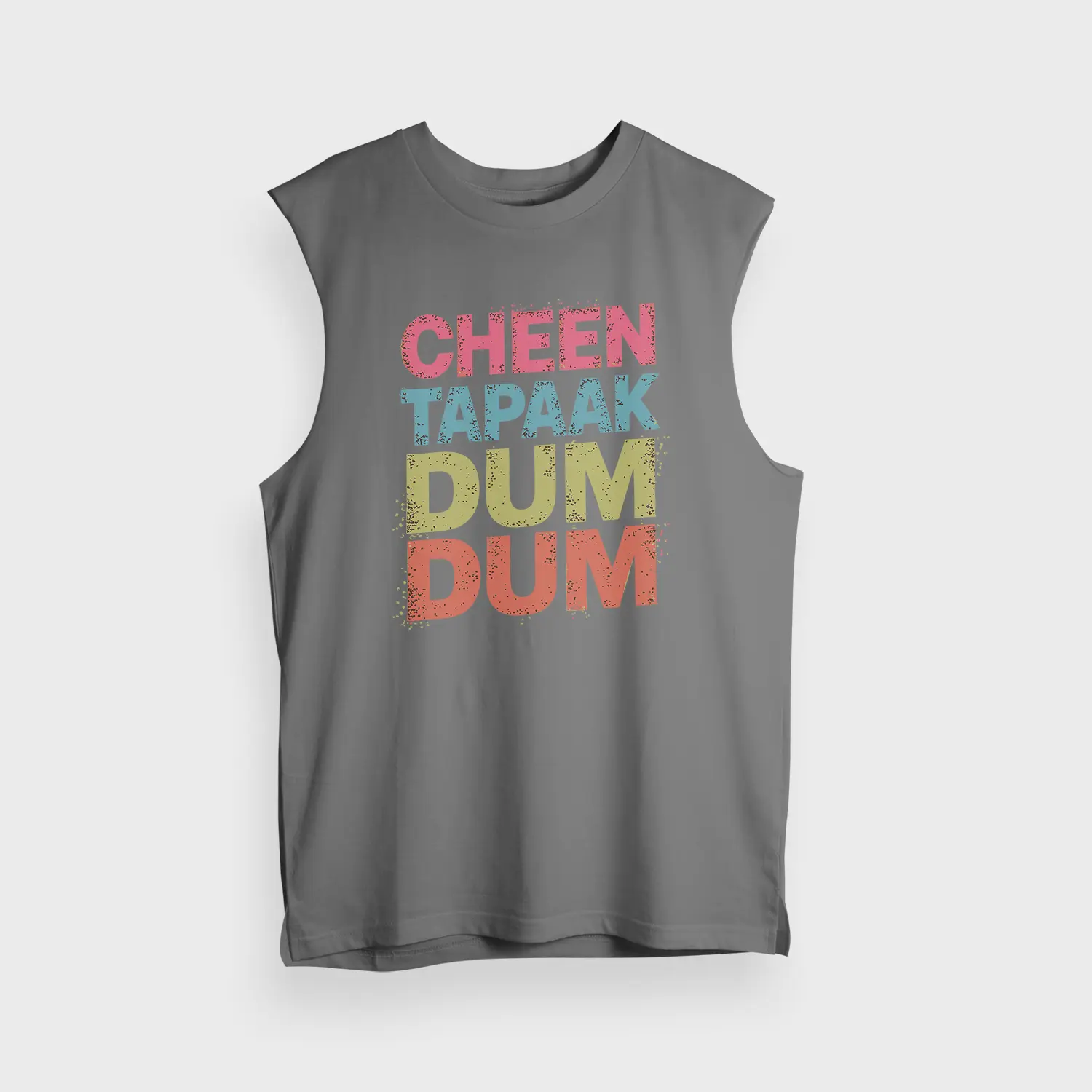 Cheen Tapaak Dum Dum Men/Unisex Tank Top in Charcoal Melange Color