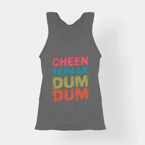 Cheen tapaak dum dum women's tank top in charcoal melange color