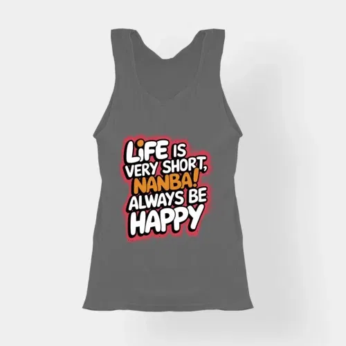 Life is very short nanba women's tank top in charcoal melange color