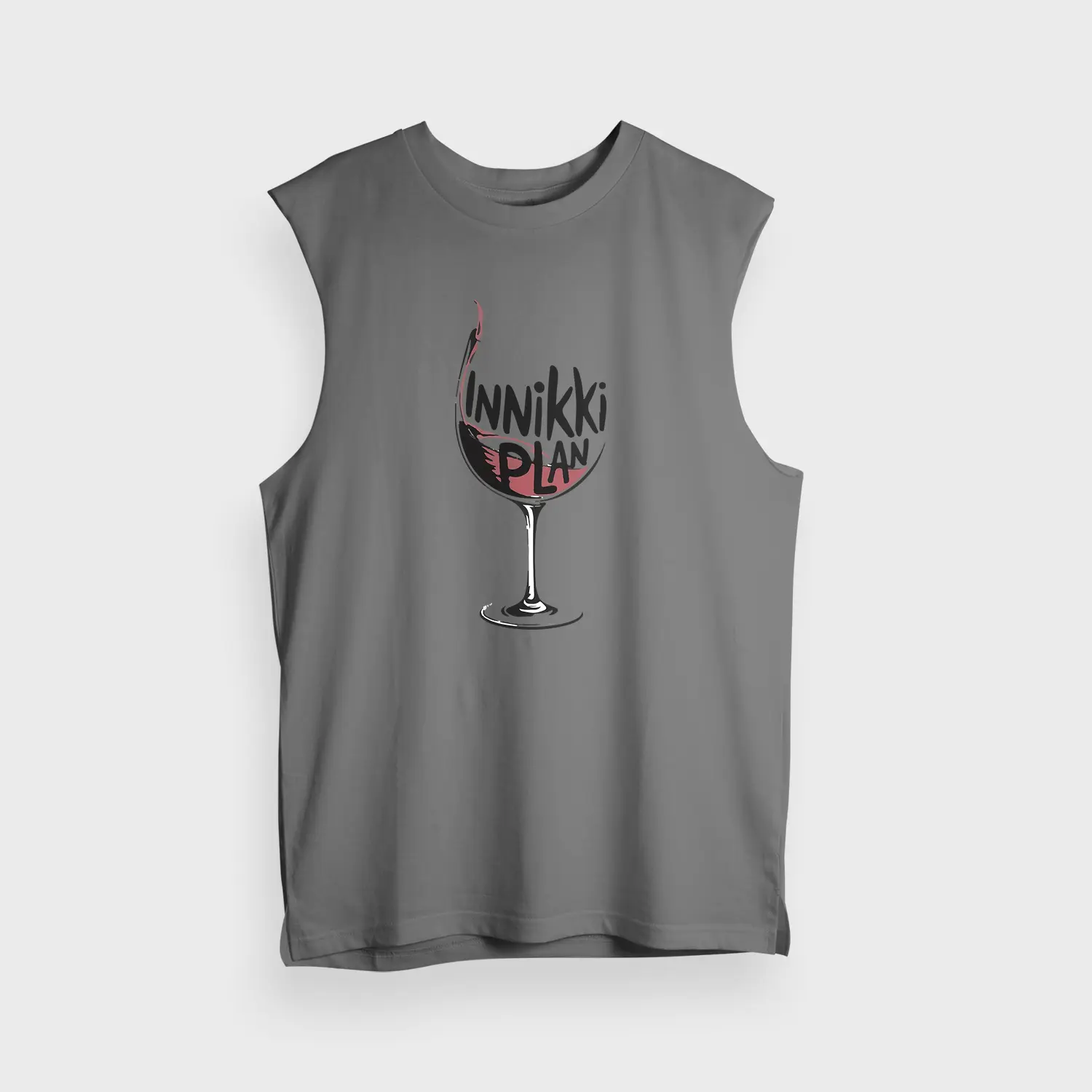 Innikki Plan - Wine Men/Unisex Tank Top in Charcoal Melange Color