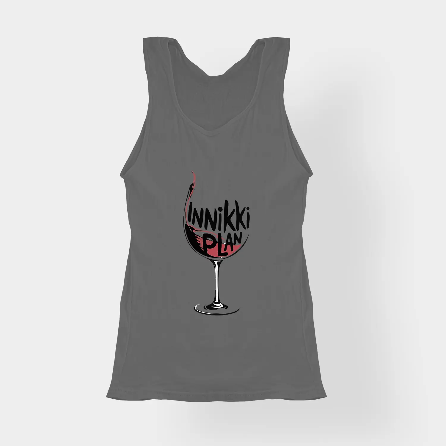 Innikki Plan - Wine Women's Tank Top in Charcoal Melange Color