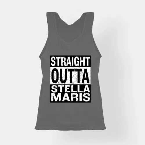 Straight outta stella maris women's tank top in charcoal melange color
