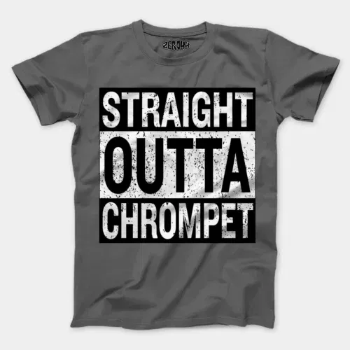 Straight outta chrompet men/unisex t-shirt in charcoal melange color