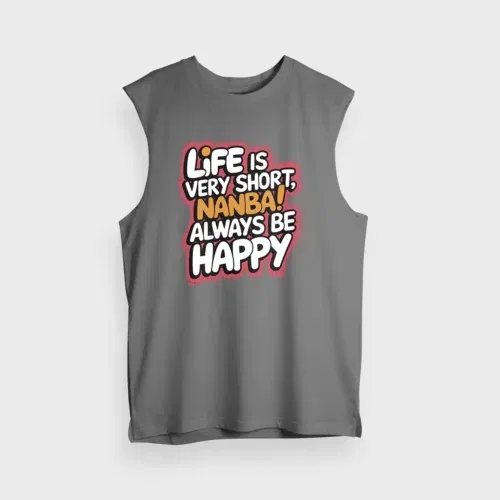 Life is very short nanba men/unisex tank top in charcoal melange color