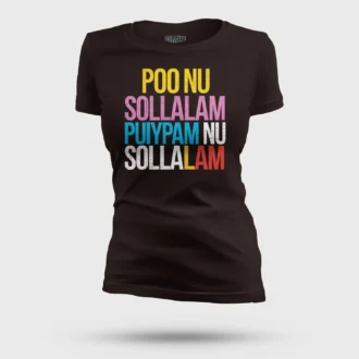 Poo Nu Sollalam Women's T-Shirt in Coffee Brown Color