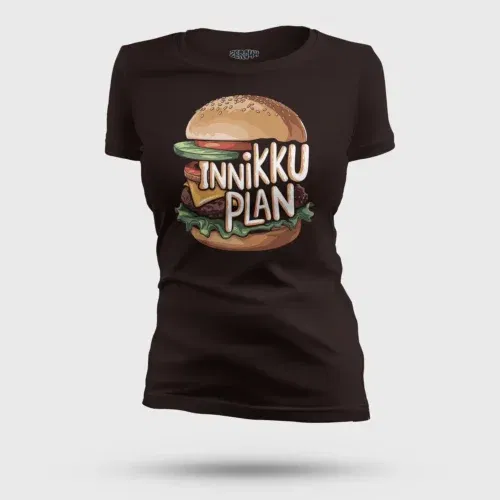 Innikki plan - burger women's t-shirt in coffee brown color