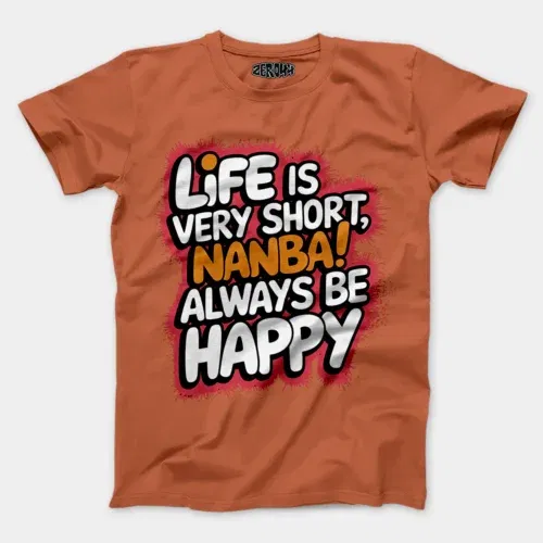 Life is very short nanba men/unisex t-shirt in coral color