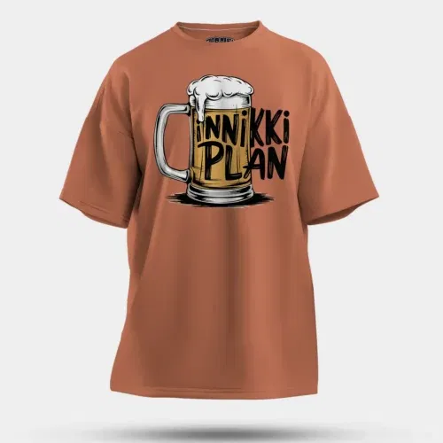 Inniki plan - beer men/unisex oversized t-shirt in coral color