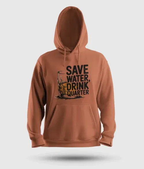 Save water drink quarter men/unisex hoodie in coral color