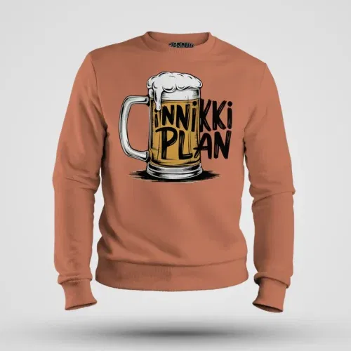 Inniki plan - beer men/unisex sweatshirt in coral color