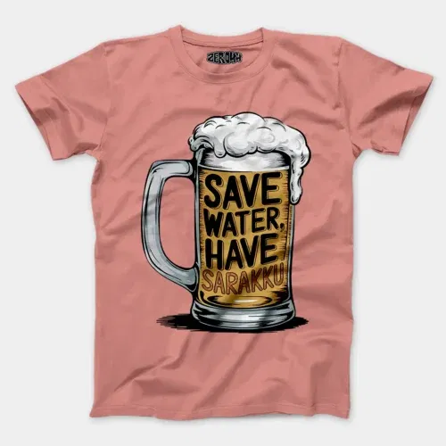 Save water and have sarakku men/unisex t-shirt in flamingo color