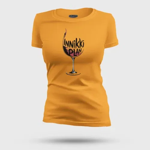 Innikki plan - wine women's t-shirt in golden yellow color