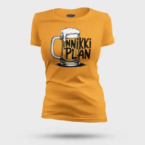 Inniki plan - beer women's t-shirt in golden yellow color