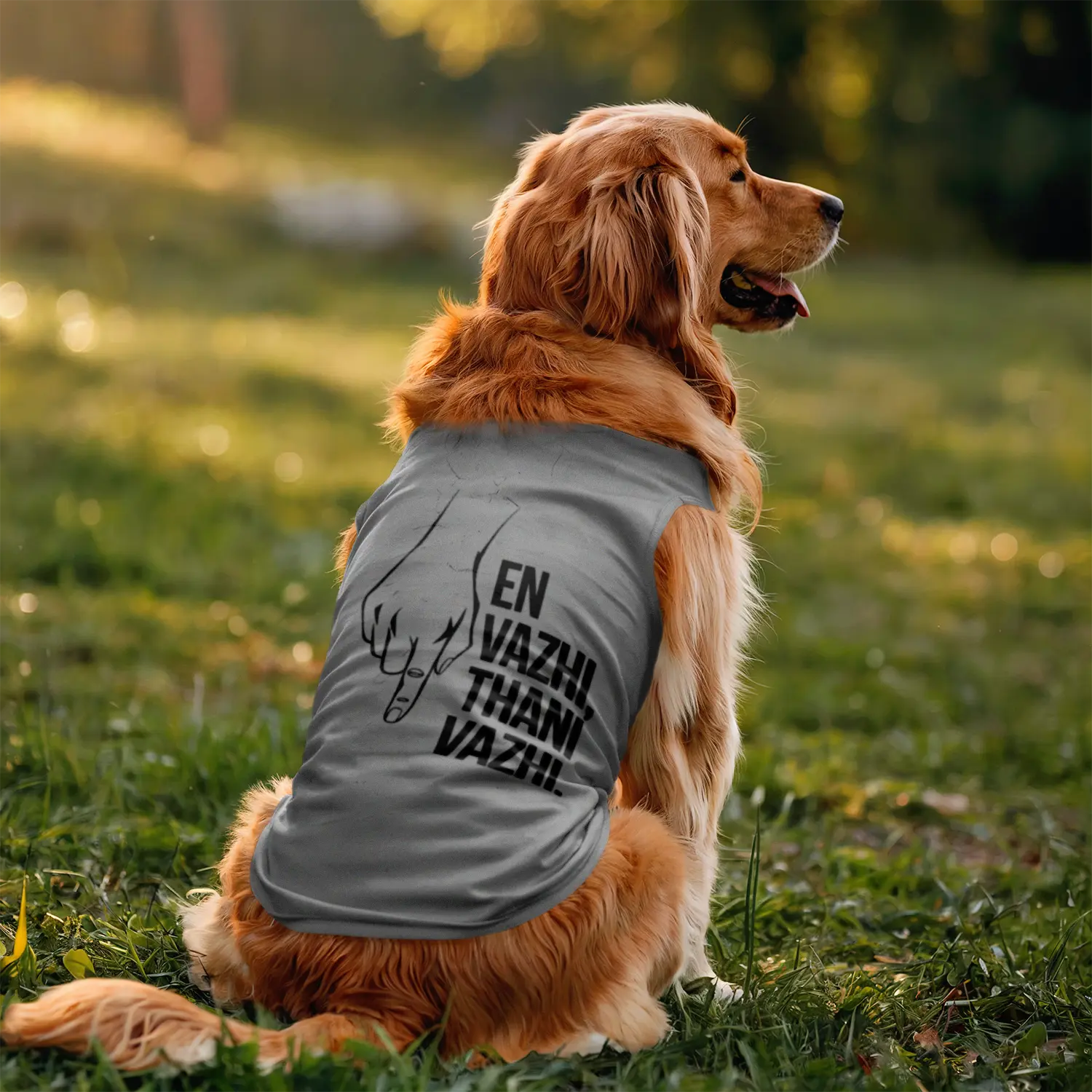 En Vazhi, Thani Vazhi (Black) Dog Tank in Grey Melange Color