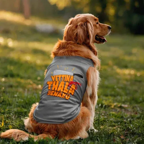 Vettina thala yenaku dog tank in grey melange color