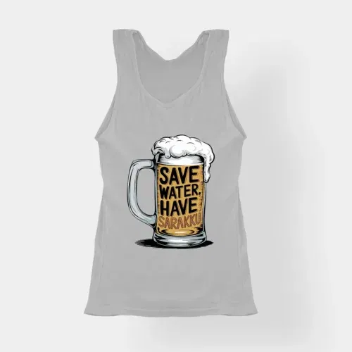 Save water and have sarakku women's tank top in grey melange color