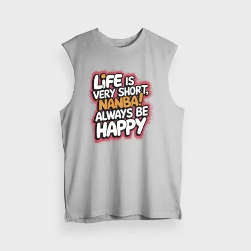 Life is very short nanba men/unisex tank top in grey melange color