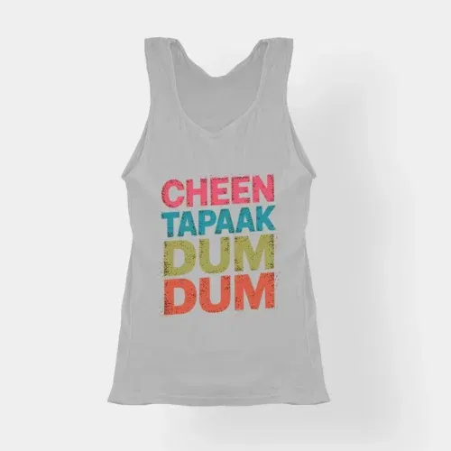 Cheen tapaak dum dum women's tank top in grey melange color
