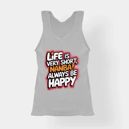 Life is very short nanba women's tank top in grey melange color