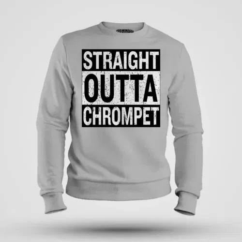 Straight outta chrompet men/unisex sweatshirt in grey melange color