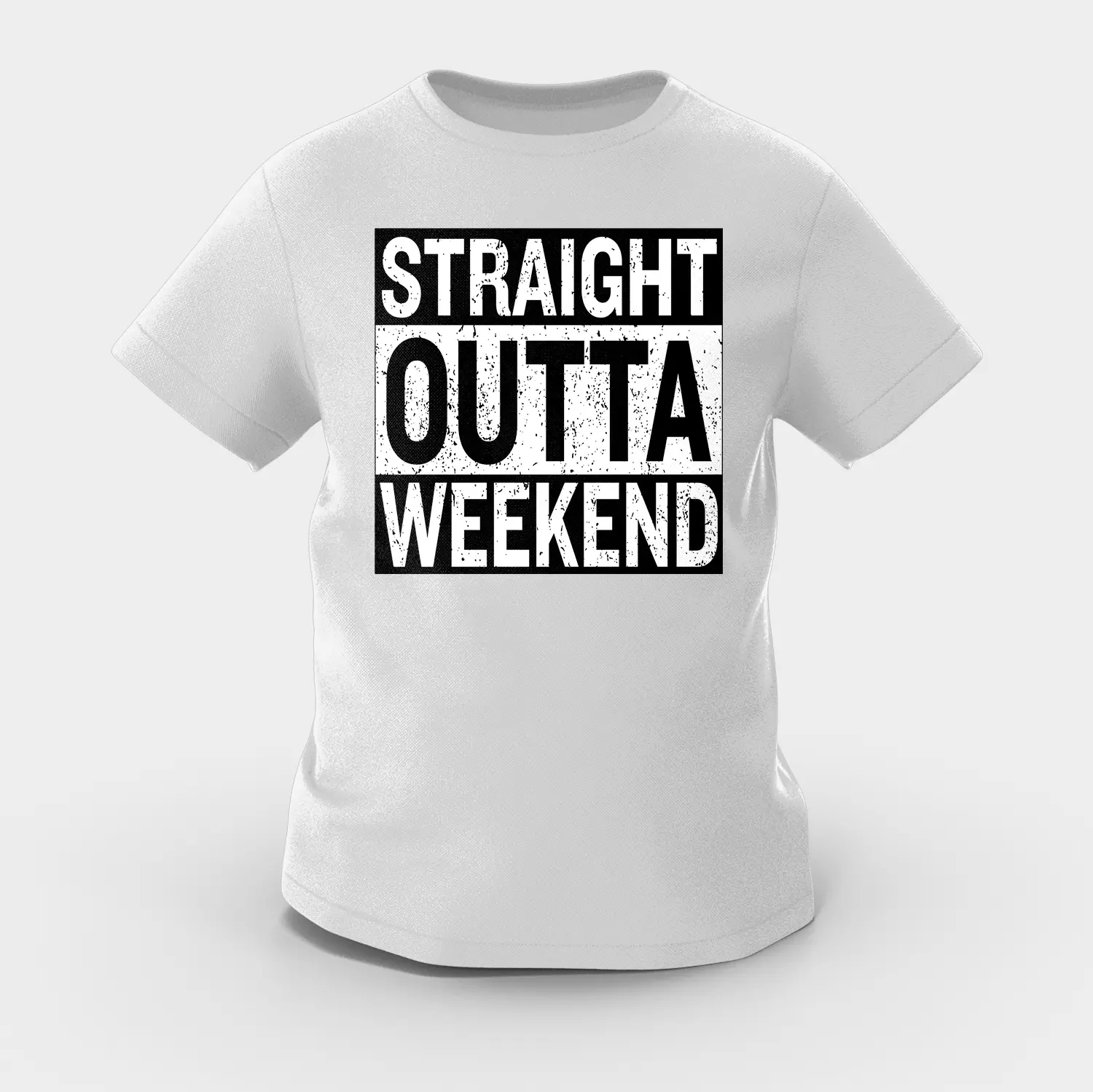 Straight Outta Weekend Girls Round Neck T-Shirt in Grey Melange Color